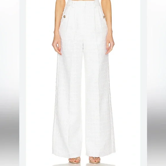 Amanda Uprichard Jane Pants in Kerrigan White Tweed Wide Leg Pants - Picture 5 of 12